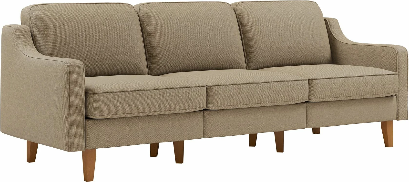 Divan treshe Robin Extra, ngjyrë bezhë, këmbë druri arre