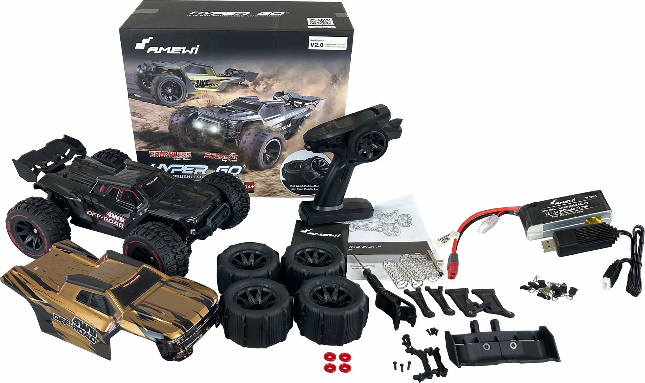 Truggy RC AMEWI Hyper GO 1:14, 4WD, brushless, LiPo 3000 mAh, i zi
