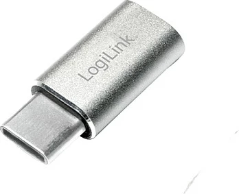 Adapter LogiLink USB 2.0 Type-C në Micro-USB, 480 Mbps, 15W, argjend