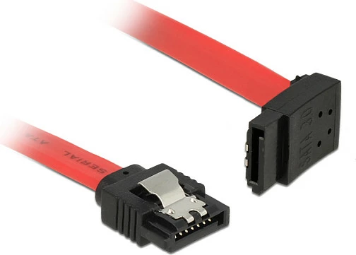 Kabllo SATA III DeLOCK 0.3m, 2x SATA 7-pin (M/M), 6 Gbit/s, e zezë/kuqe