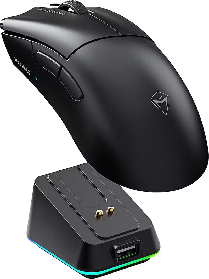 Maus gaming wireless Machenike L8 Max, PAW3395, 26000 DPI, 66 g, 2.4 GHz/Bluetooth/USB, i zi
