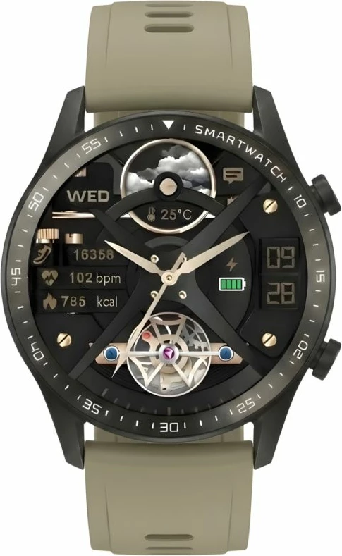 Smartwatch Gravity GT10-2, e zezë, 2 rripa