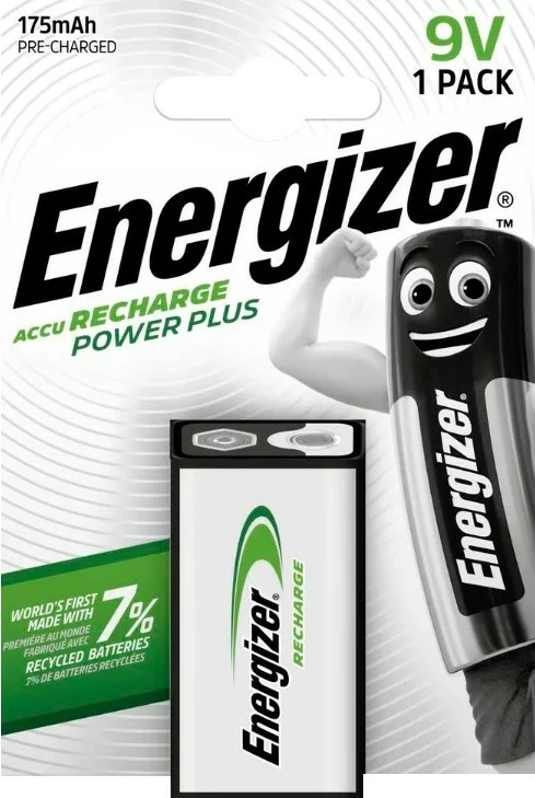 Bateri e rikarikueshme Energizer 9V 6LR61, 175 mAh, Ni-MH, 1 copë