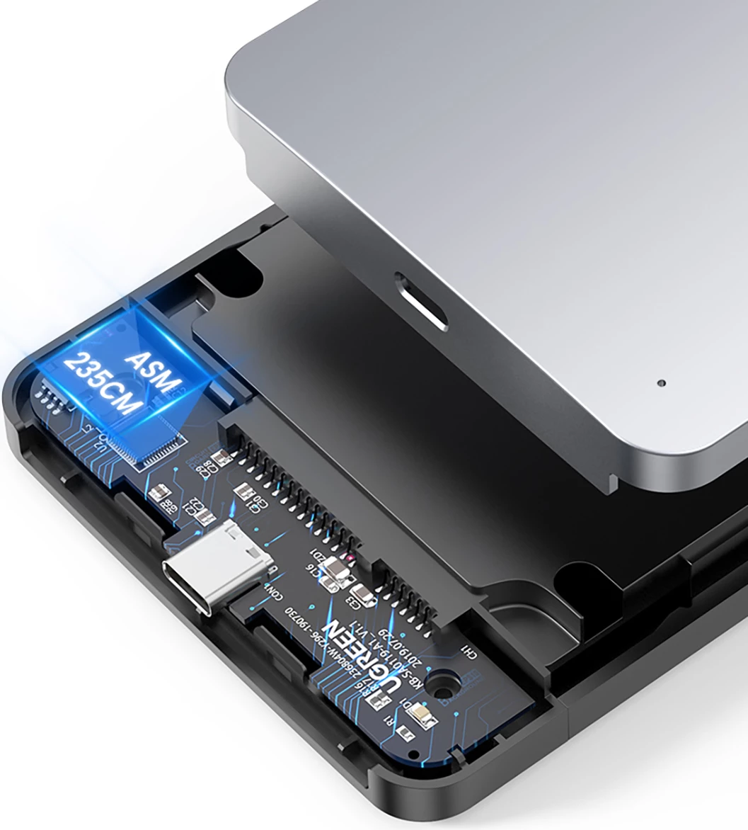 Kasë Ugreen CM300 70499 për hard disk 2.5" SATA 3.0, USB-C, 0.5m kabllo, Argjendtë