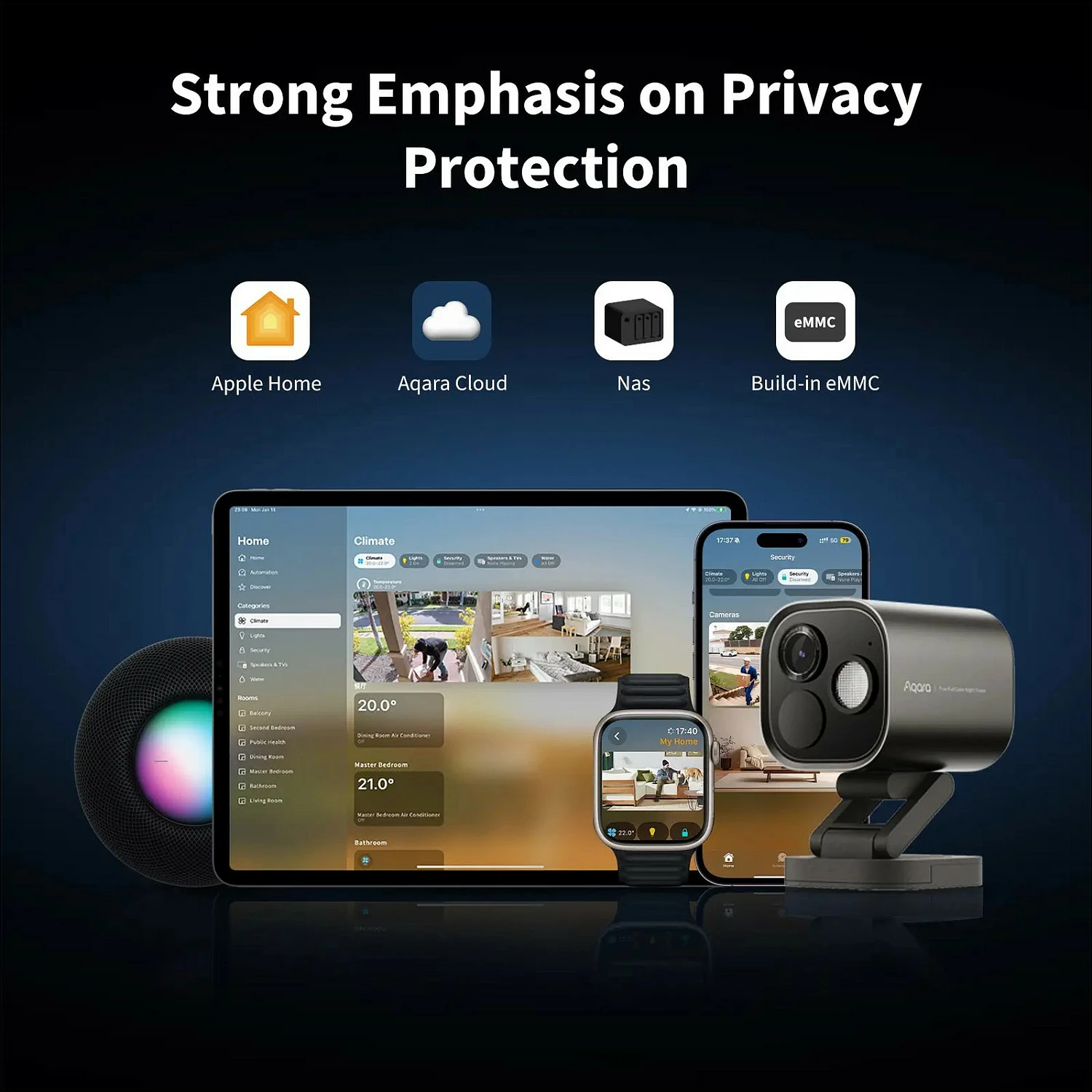 Kamerë sigurie IP Aqara Hub G5 Pro, 4MP 2.6K, Wi‑Fi/Ethernet, IP65, 8GB eMMC, e bardhë