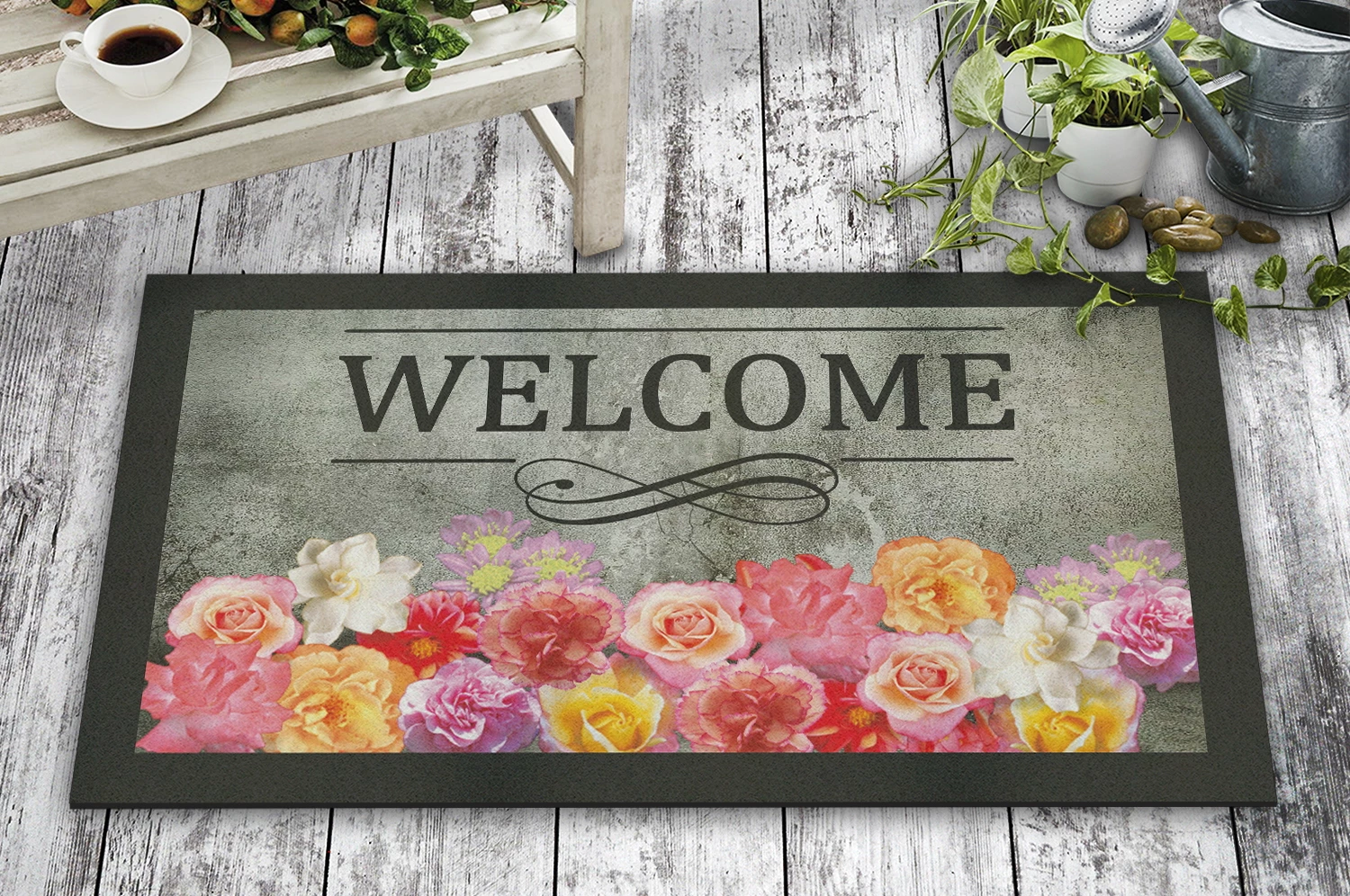 Shilte hyrëse PVC, dizajn me trëndafila shumëngjyrësh, 45x70cm