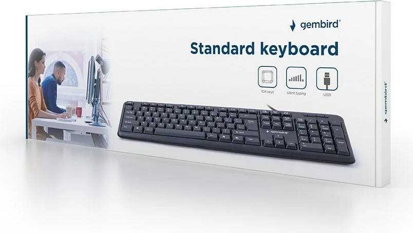 Tastierë Gembird KB-U-103-RU, USB QWERTY, e zezë