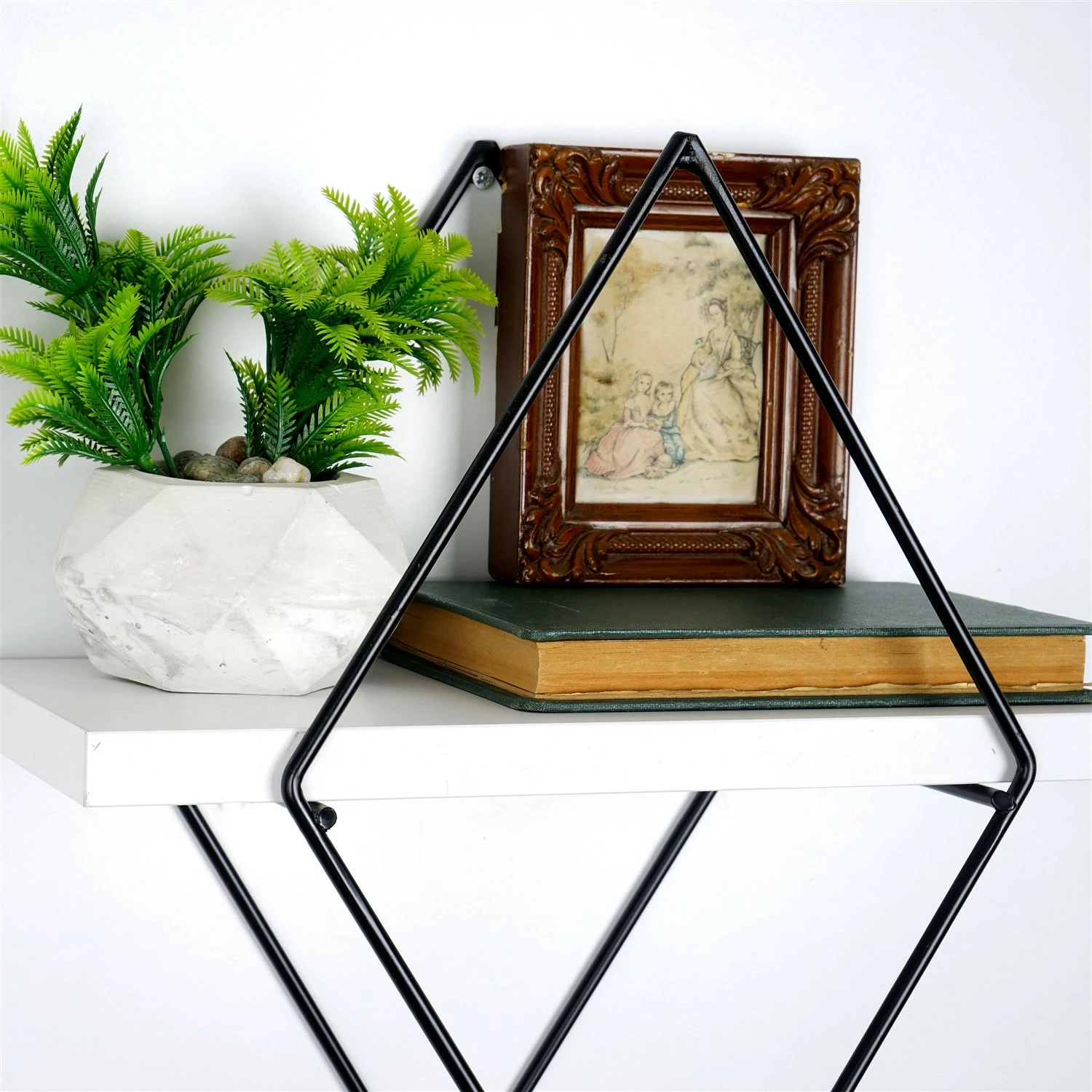 Raft dekorativ metalik për mur Hanah Home, Wr057, i bardhë (2 copë)