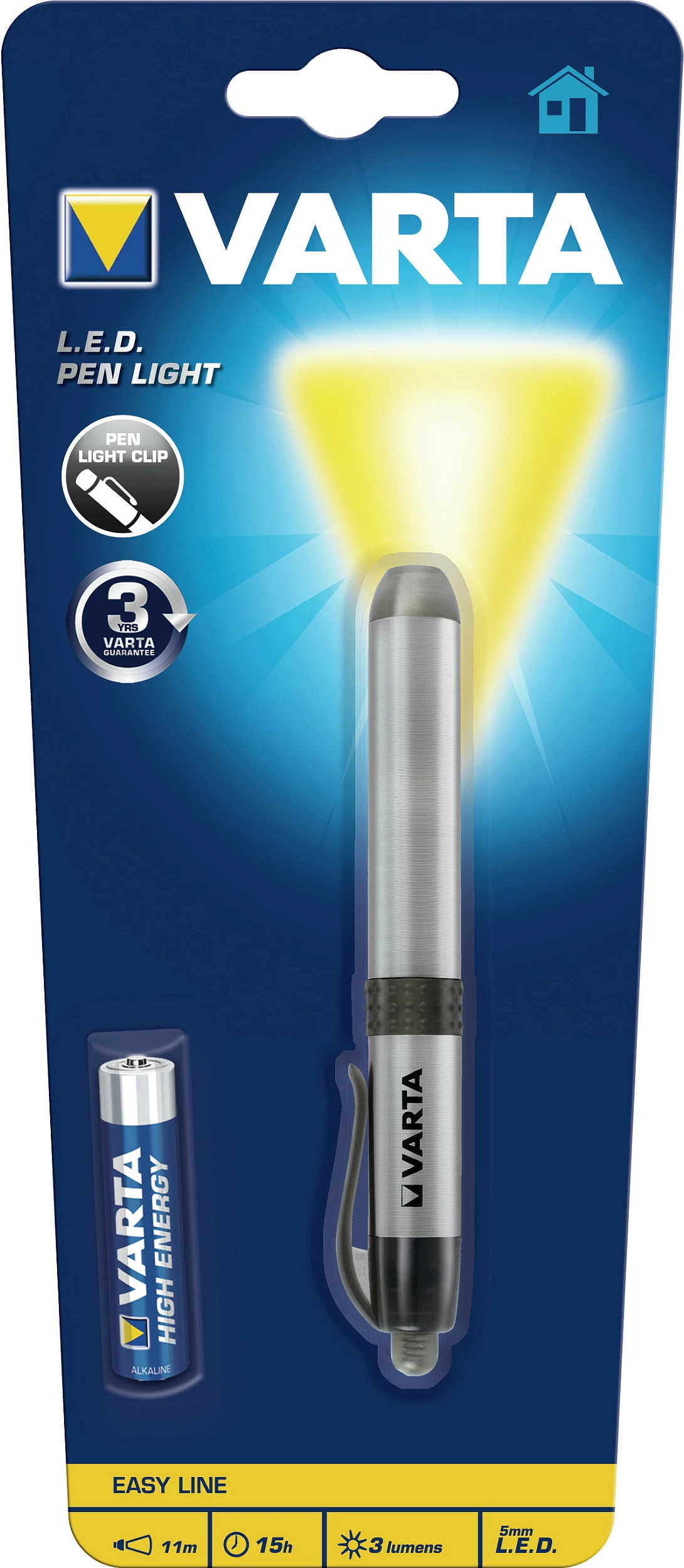 Llampë dore VARTA Pen Light 1AAA, LED e bardhë, 1xAAA, argjend