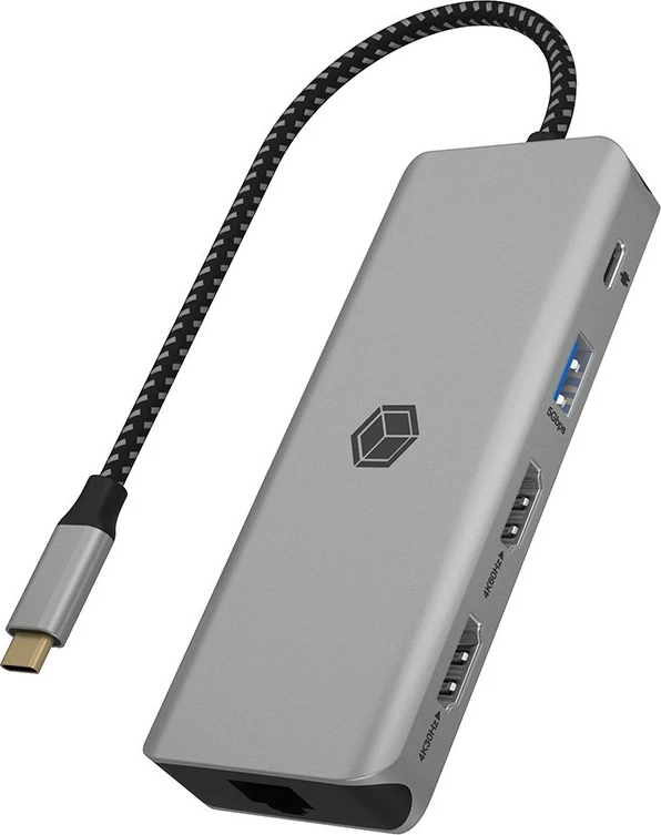 Docking station RaidSonic ICY BOX IB-DK4012-CPD, USB 3.2 Gen 1 Type-C, 100 W, 10/100/1000 Mbit/s, Anthracite, Black