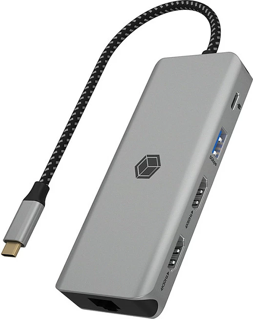 Docking station RaidSonic ICY BOX IB-DK4012-CPD, USB 3.2 Gen 1 Type-C, 100 W, 10/100/1000 Mbit/s, Anthracite, Black