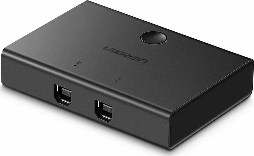 Switch USB, Ugreen 30345, 2 kompjuterë, 1x USB-A, 2x USB-B, buton ndërrimi, i zi