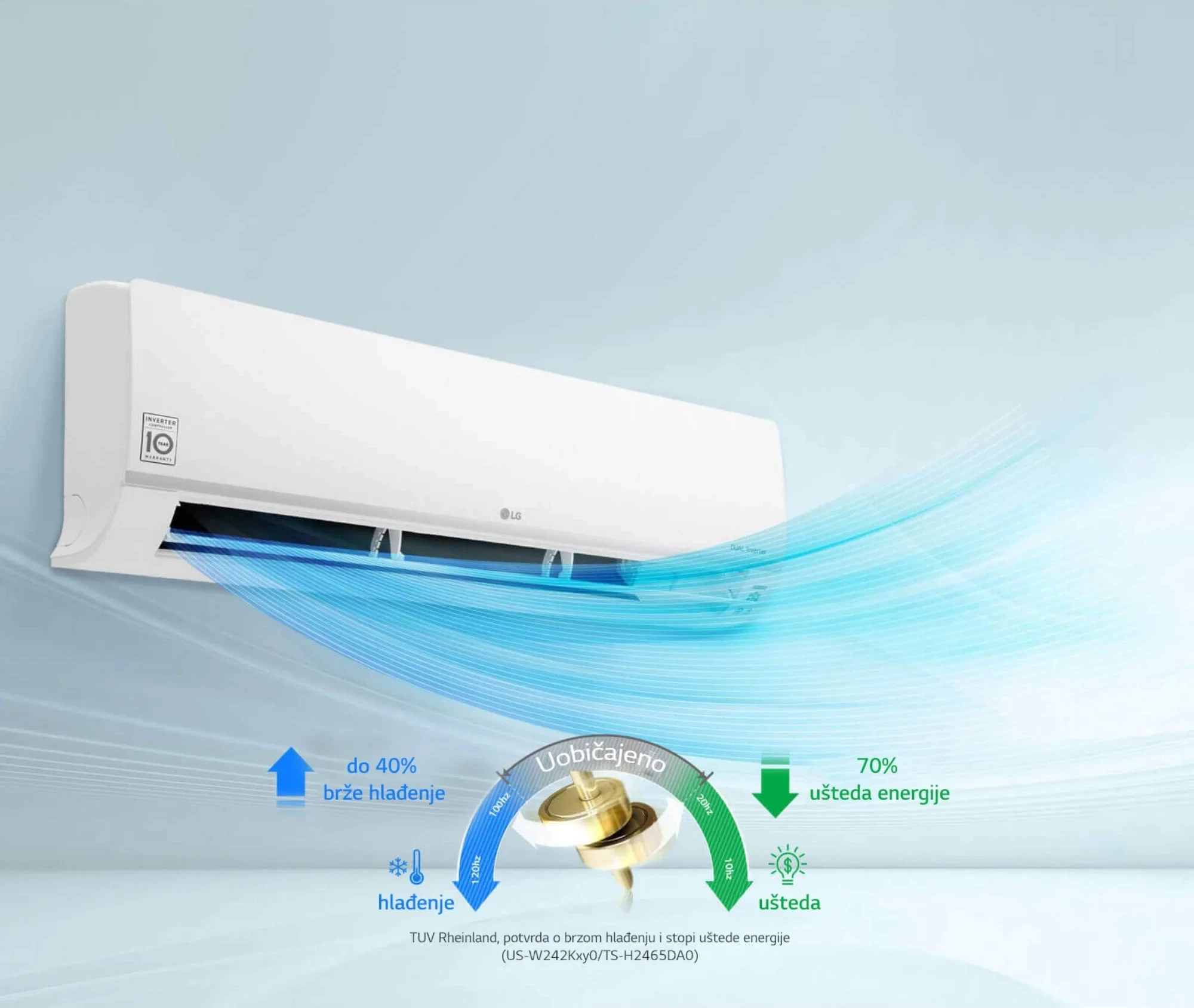 Kondicioner inverter LG DualCool Standard S18EQ.NSK / S18EQ.UL2 5.5 kW, set njësi murale + të jashtme, i bardhë