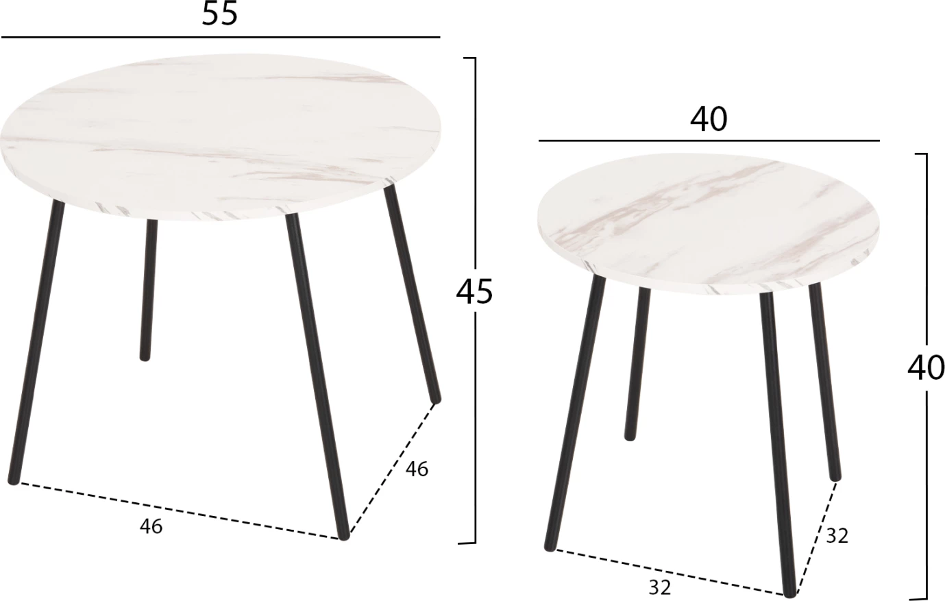 Set tavolinë bakri, FH9878.12, 055x45H cm, 2 copë