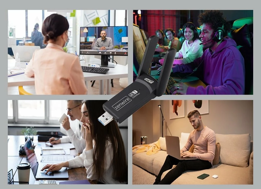 Adapter WiFi USB 3.0 Zenwire WD-4605AC 1300Mbps Dual Band 2.4/5GHz, i zi