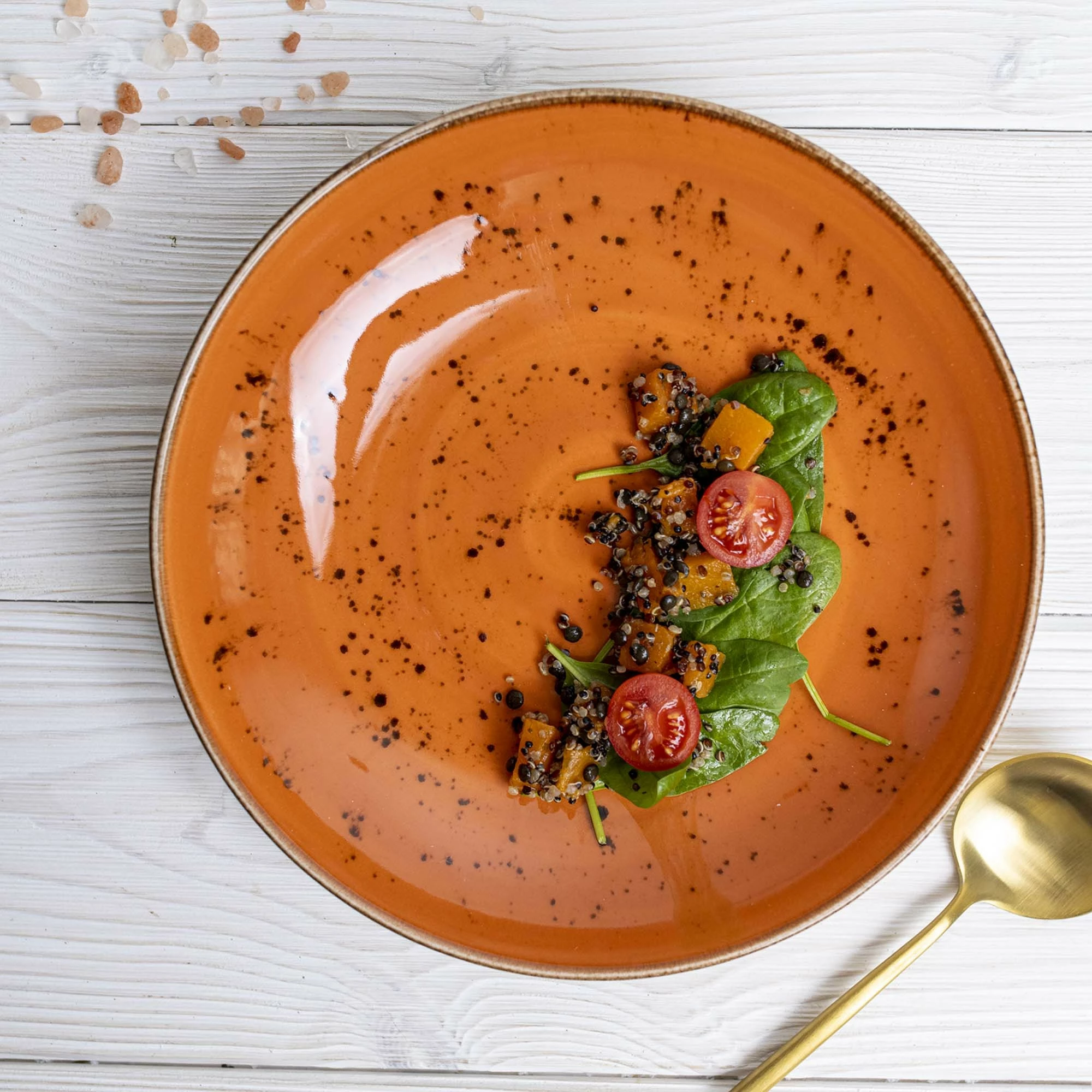 Tas coupe Fine Dine Dahlia 250 mm porcelan portokalli, set 6 copë