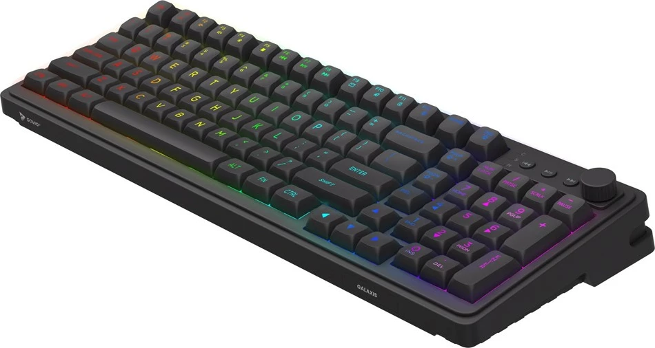 Tastierë gaming Savio GALAXIS, membrane, RGB, me kabllo USB 1.5 m, US QWERTY, e zezë