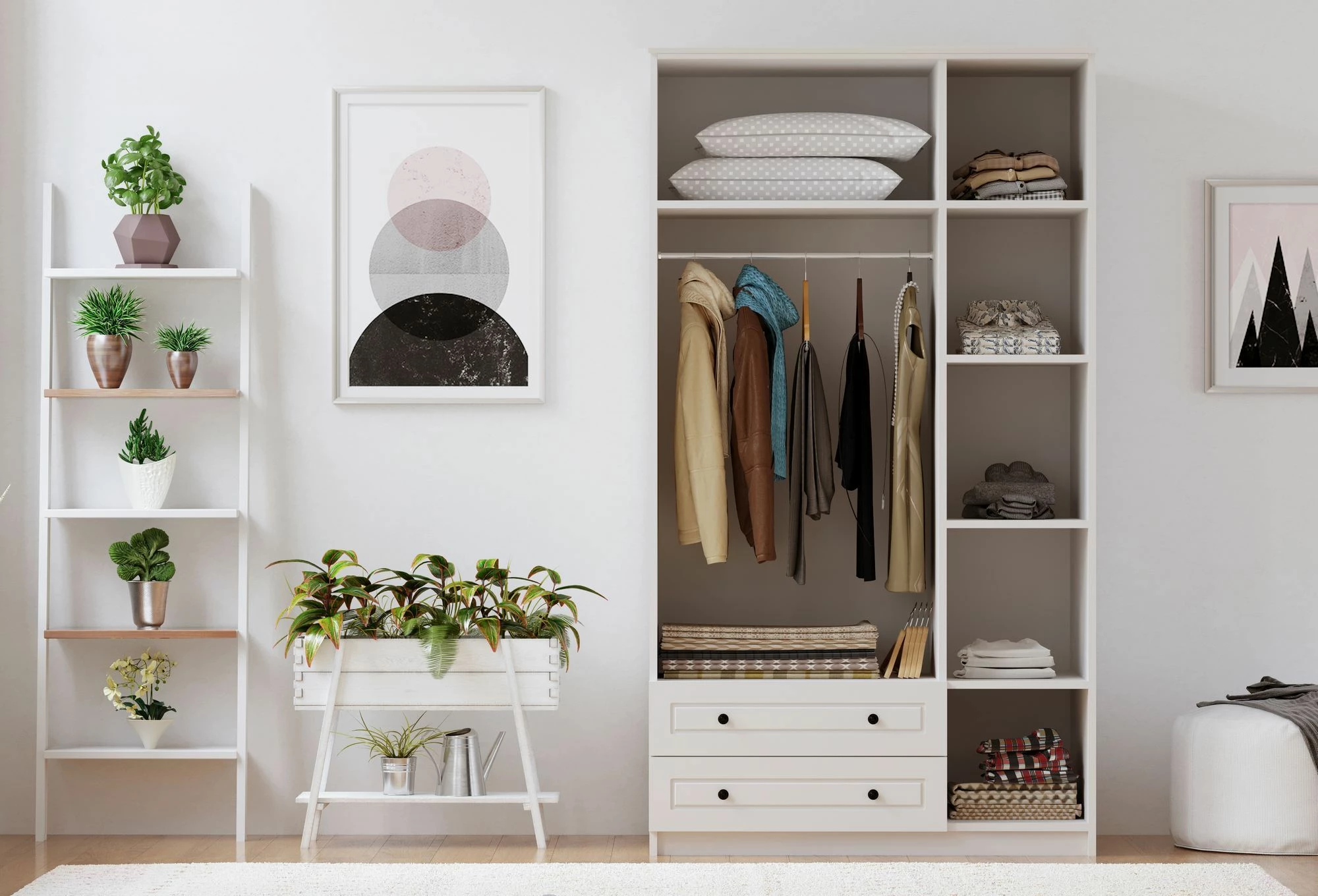 Dollap rrobash Skye Decor, ngjyrë e bardhë mat, RB-011