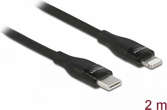 Kabllo DeLOCK USB-C në Lightning, 2 m, MFi, Fast Charge, e zezë