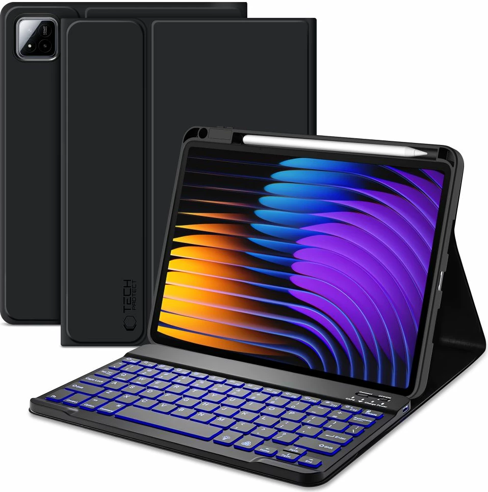 Mbështjellës me tastierë Bluetooth Tech-Protect SC Pen për Xiaomi Pad 7 / 7 Pro, i zi