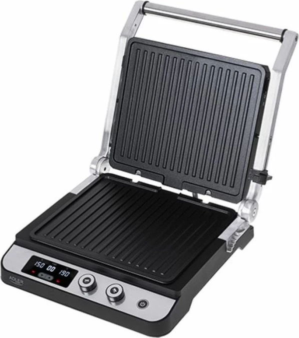 Grill elektrik Adler AD 3059 2në1 3000 W me ekran LED, i zi/argjendtë