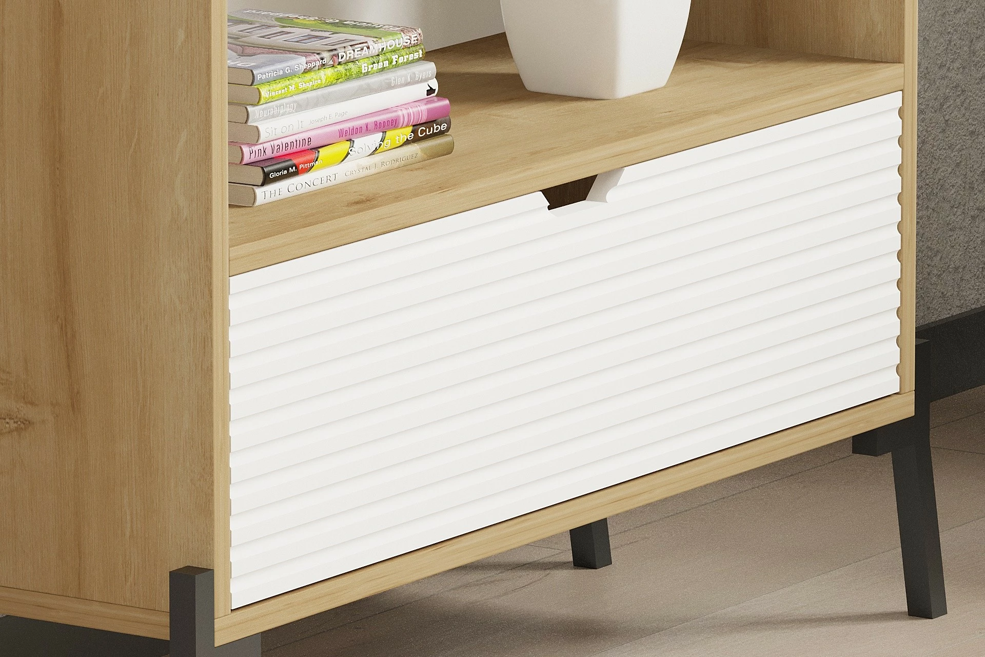Raft librash Hanah Home, Numana, ngjyrë lis safir dhe e bardhë