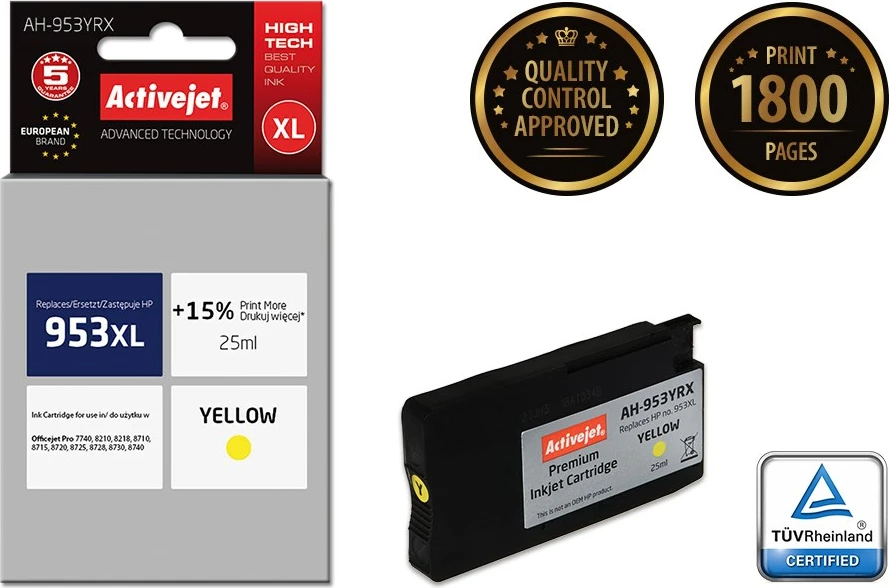 Ngjyrë zëvendësuese Activejet AH-953YRX për printer HP, e verdhë