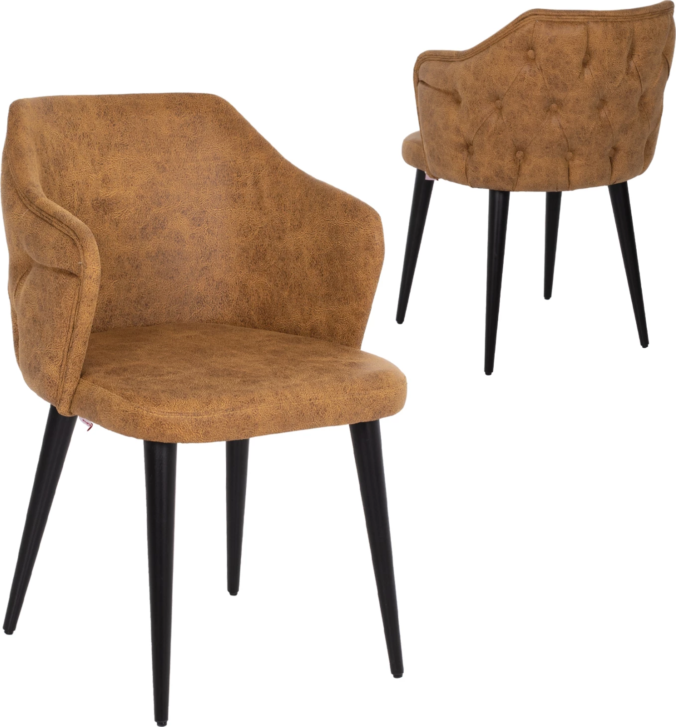 Karrige profesionale Theresa, lloj nubuck, ngjyrë ari, këmbë druri, 56x60x84H cm., set prej 4 copë