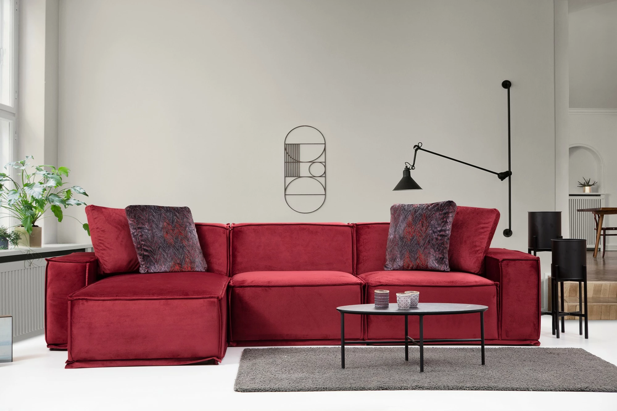 Këndare Atelier del Sofa, Lego Corner 8, ngjyrë burgundy (Chl-O1-1R)