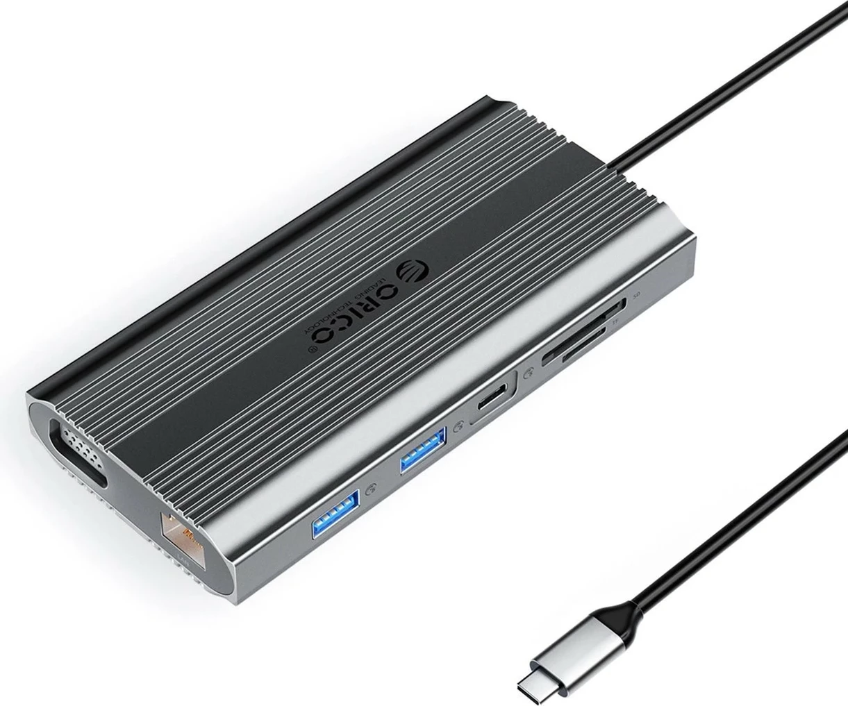 Hub Orico USB-C 12w1 XDR-X22, HDMI 4K, RJ45 Gigabit, PD 100W, gri