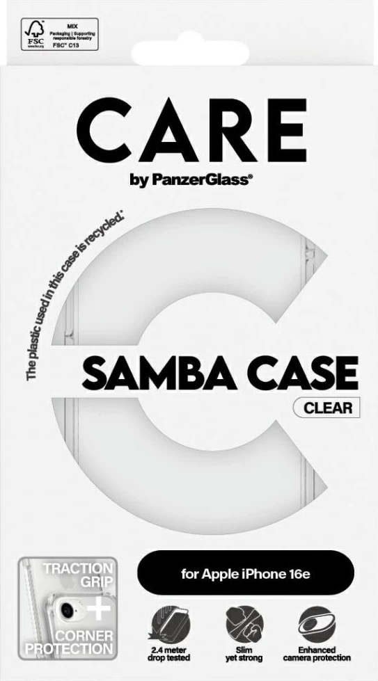 Mbështjellës PanzerGlass CARE Fashion për iPhone 16e, Transparent