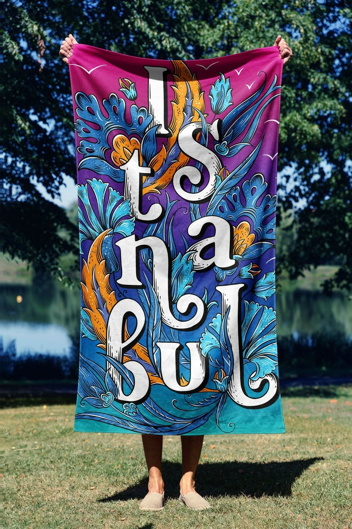 Peshqir plazhi Mijolnir, Istanbul, shumëngjyrësh, 70x130cm