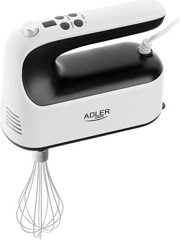 Mikser dore Adler AD 4229, 600 W, 9 shpejtësi, Turbo, ekran LCD, me kuti aksesorësh, e bardhë-e zezë