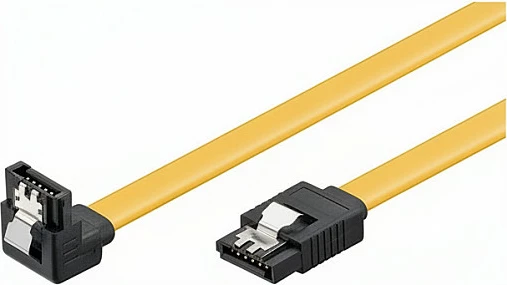 Kabllo SATA III No-Name 0.3m, 90° me clip, e verdhë