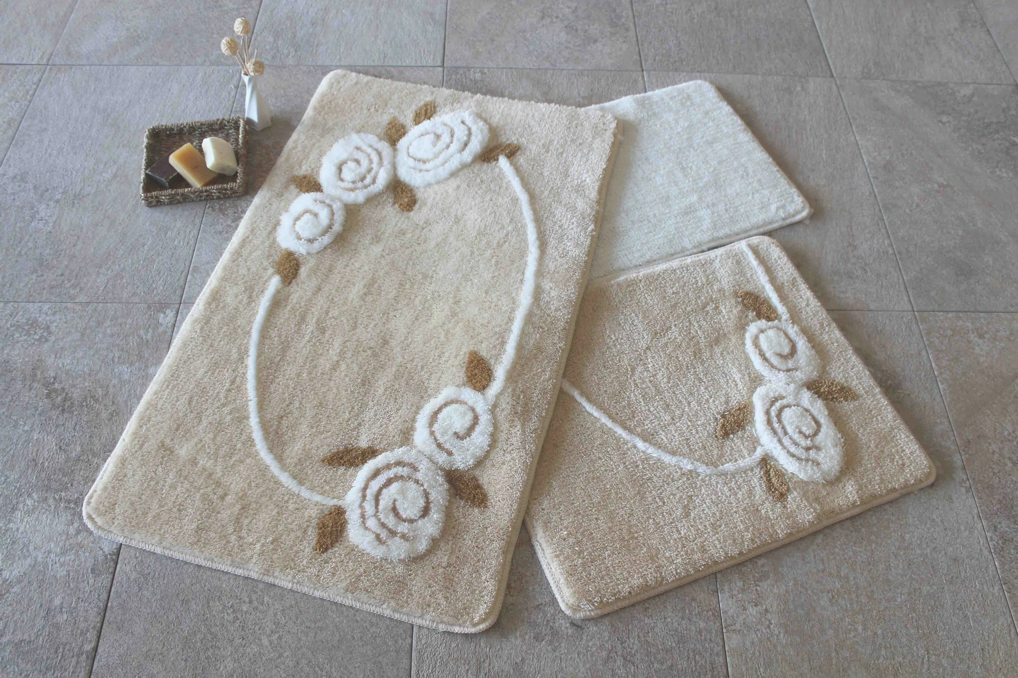 Set tapetash për banjo (3 copë), Mijolnir Rosalin, bezhë