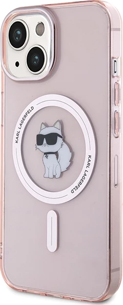 Mbështjellës Karl Lagerfeld IML Choupette MagSafe për iPhone 15, Rozë