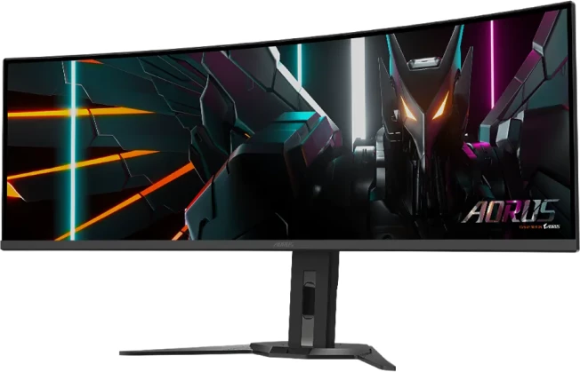 Monitor i lakuar GIGABYTE AORUS CO49DQ 49\" OLED DQHD 5120x1440 144Hz 0.03ms me altoparlantë, i zi