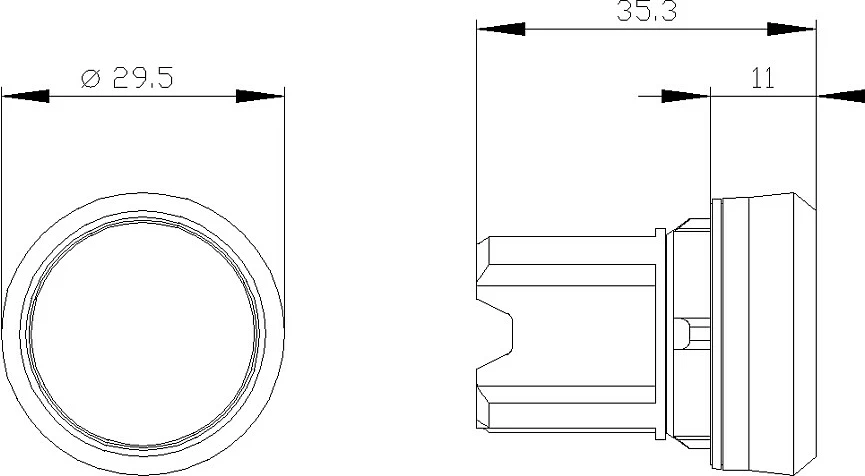 Buton shtypës Siemens 3SU10000AB700AA0, 22mm, i rrumbullakët, transparent