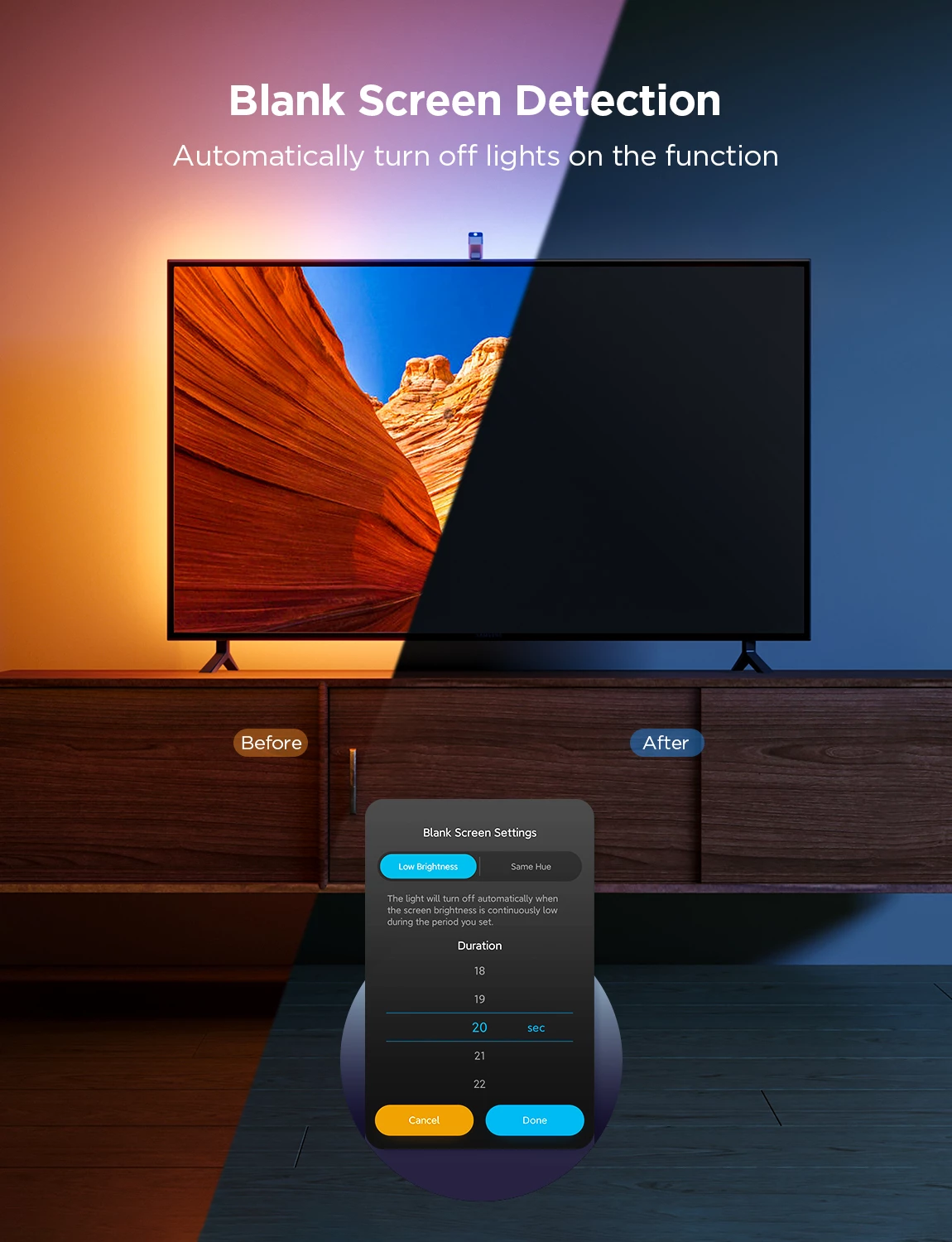 Ndriçim LED prapa TV Govee Envisual TV Backlight 3 Lite, 55-65\", me kamerë, RGB