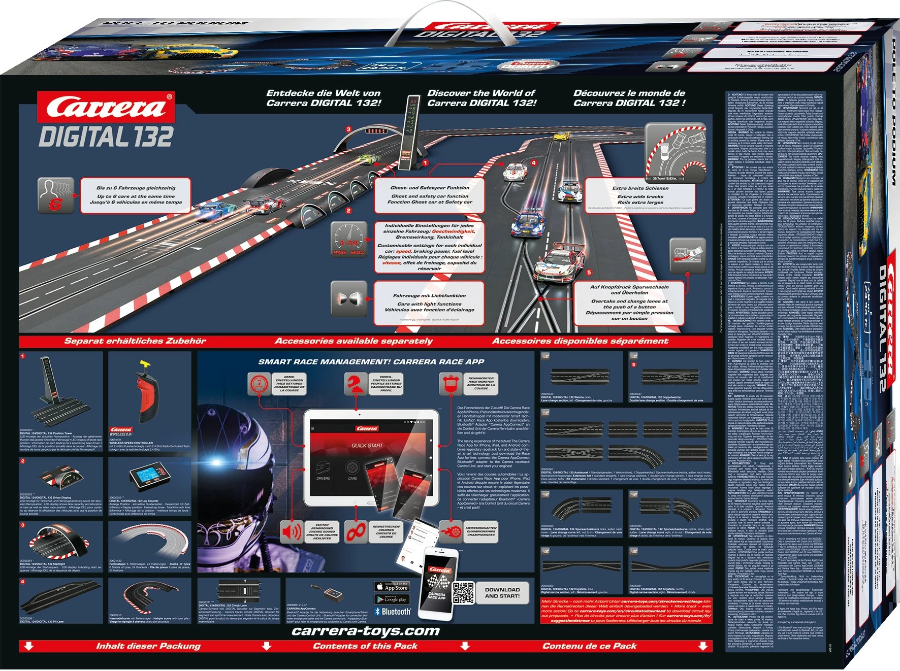 Set gare Carrera Digital 132 Pole to Podium, 2 makina, wireless, 7.6m, multikolor