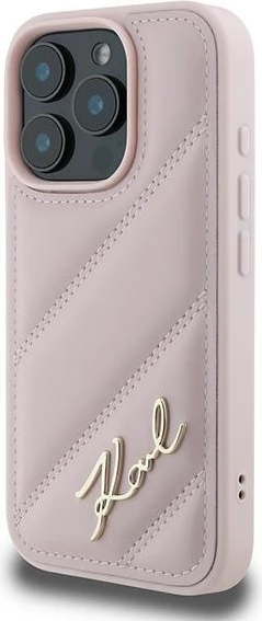 Mbështjellës Karl Lagerfeld Quilted Signature për iPhone 16 Pro Max, Rozë