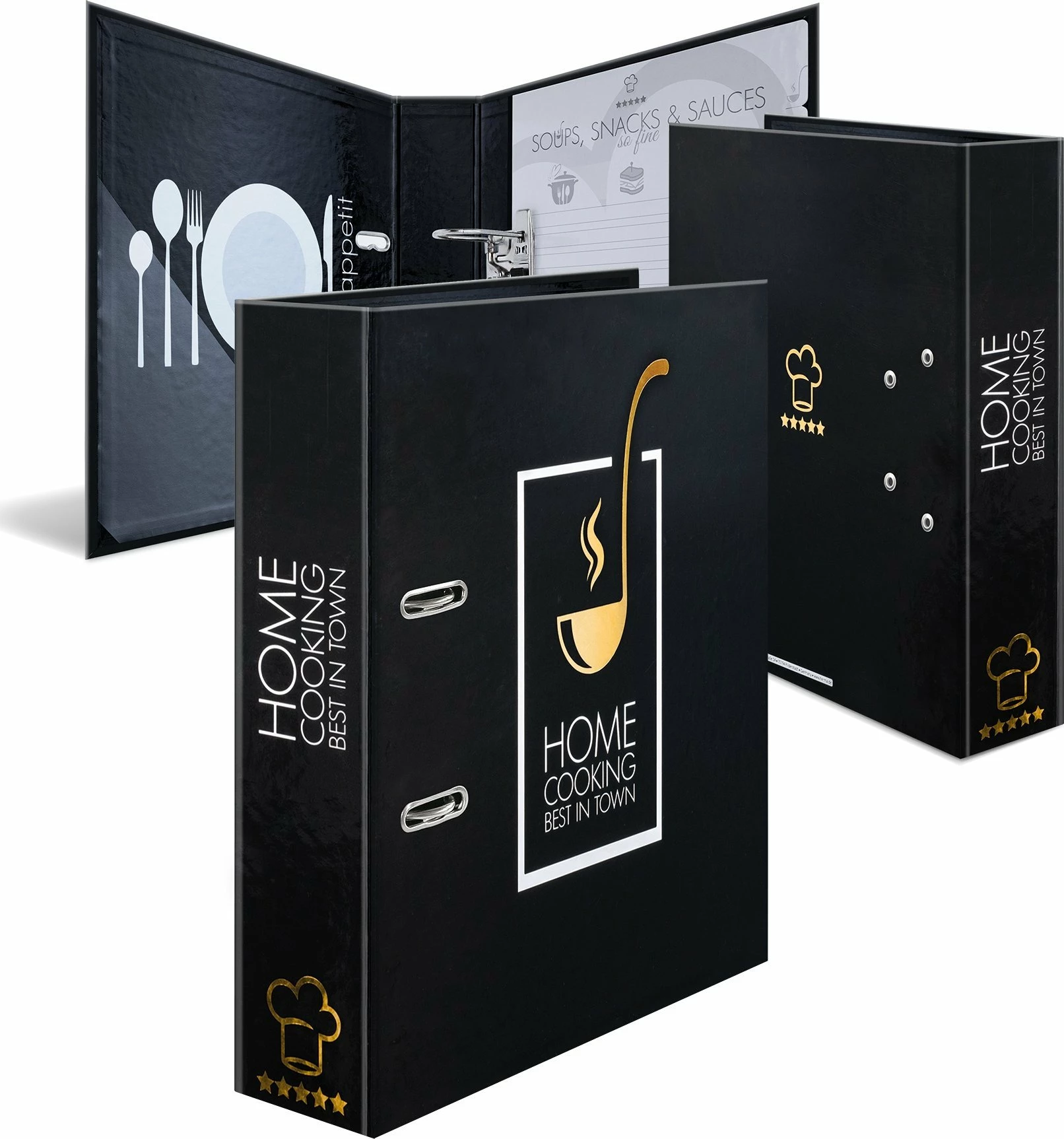 Dosje recetash Herma Home Cooking 19668, DIN A4, me ndarje, 6 ndarës, e zezë