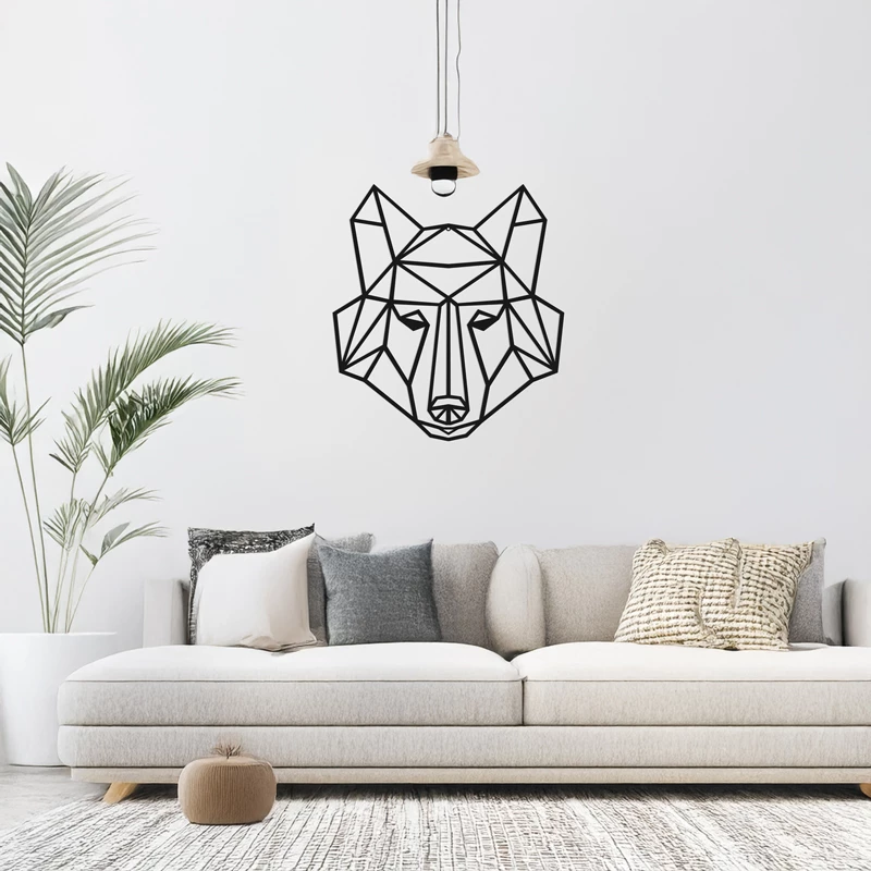 Dekor muri Wolfo, metal i zi, 40x1.5x40cm