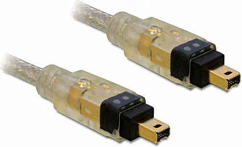 Kabllo FireWire DeLOCK A/A 1m, 4-pin Mashkull/Mashkull, Gri