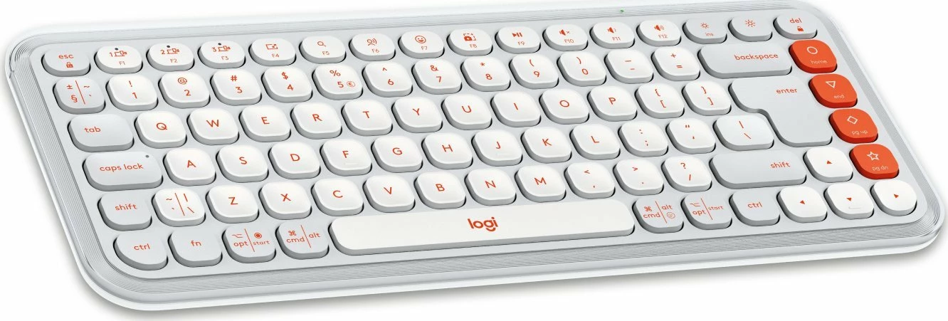 Tastierë wireless Bluetooth Logitech POP Icon Keys 920-013072, US INTL layout, pa numpad, e bardhë/portokalli