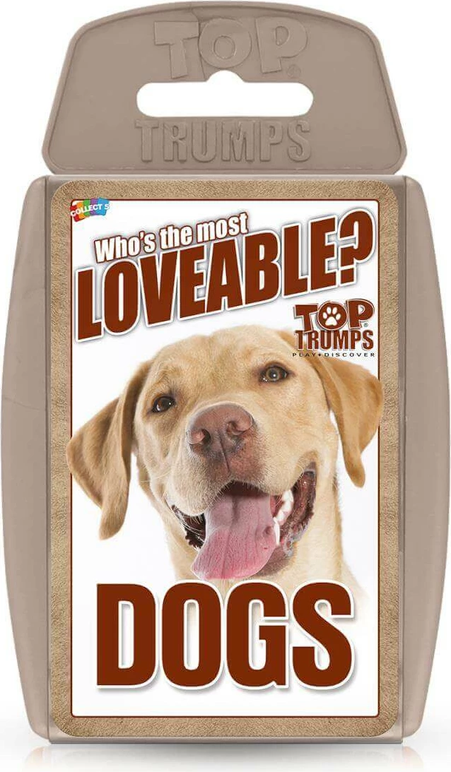 Lojë me karta Winning Moves Top Trumps Dogs, set në kuti plastike