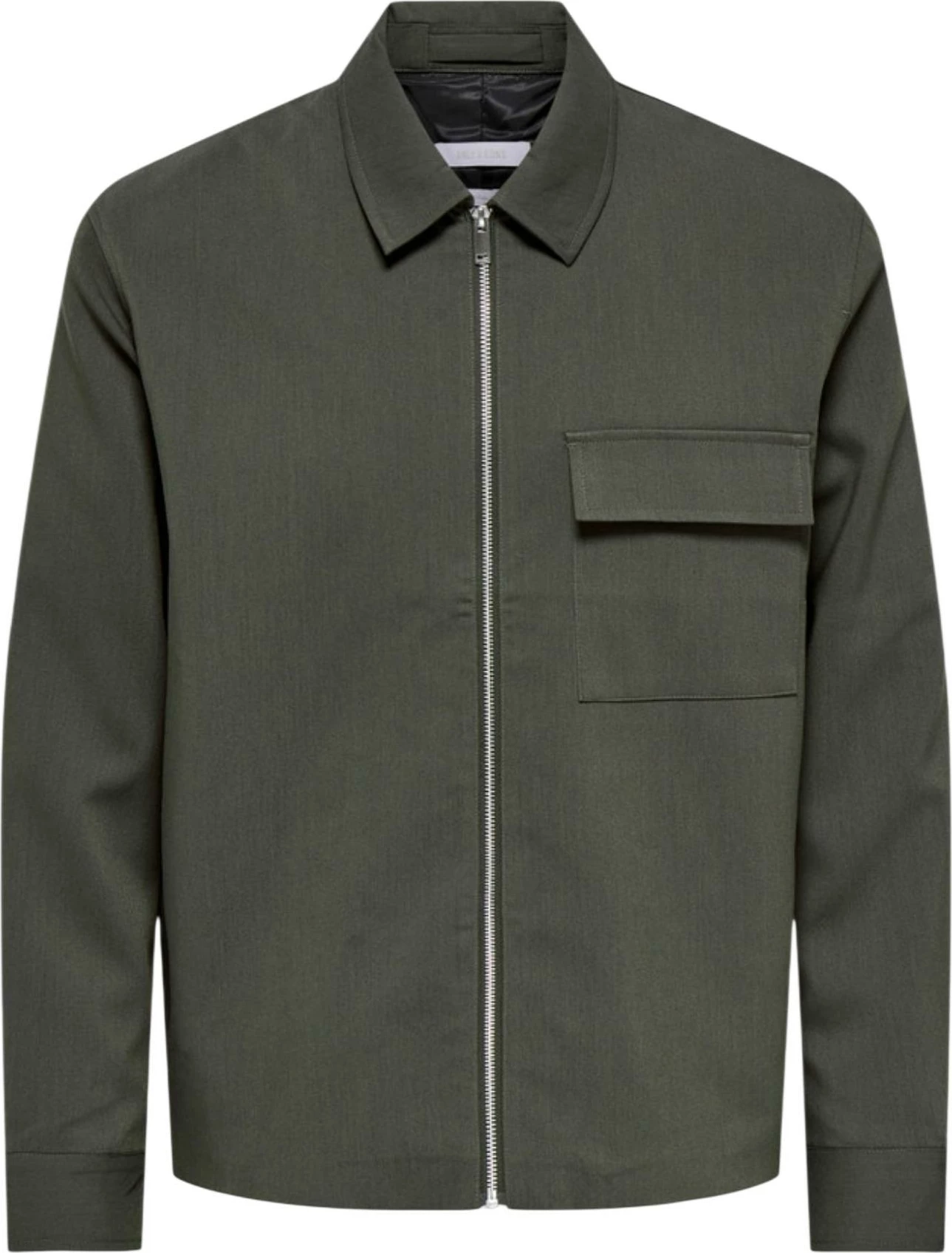 Jakne për meshkuj Only & Sons Onswill Reg 0292 Zip Overshirt Frml Noos 22038673, jeshile ulliri [Madhësia: M]