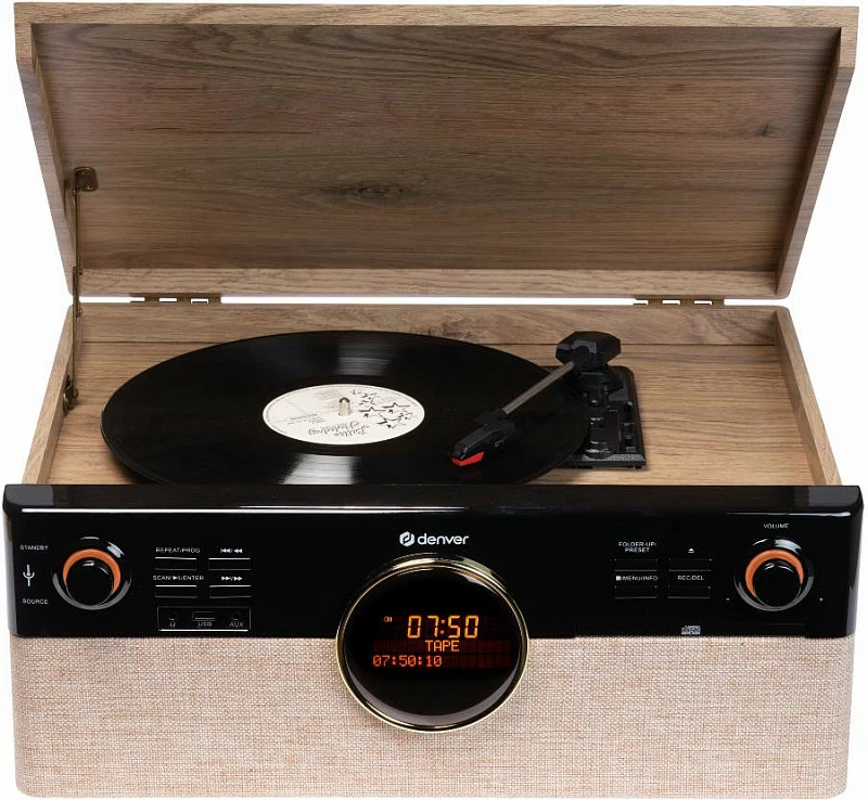 Gramafon Denver MRD-180, CD player, USB, ngjyrë dru