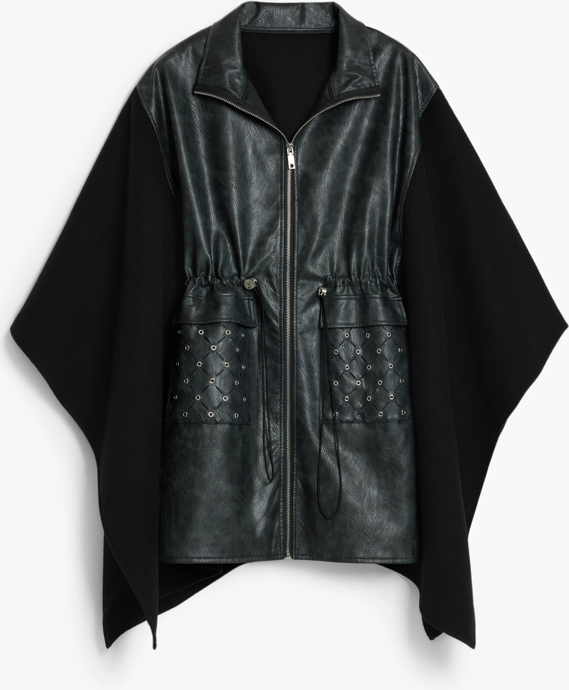 Poncho DESIGUAL Aldama Eyelets femra, e zezë