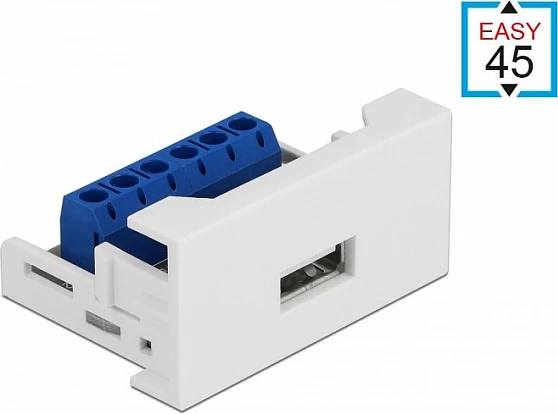 Modul USB DeLOCK Easy 45, USB 2.0 Type-A femër në terminal bllok 6-pin, 45 x 22.5 mm, i bardhë